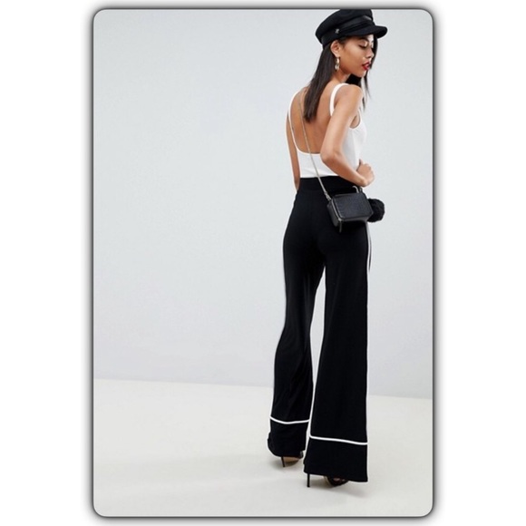 ASOS DESIGN wide leg pants with contrast binding - Picture 2 of 6